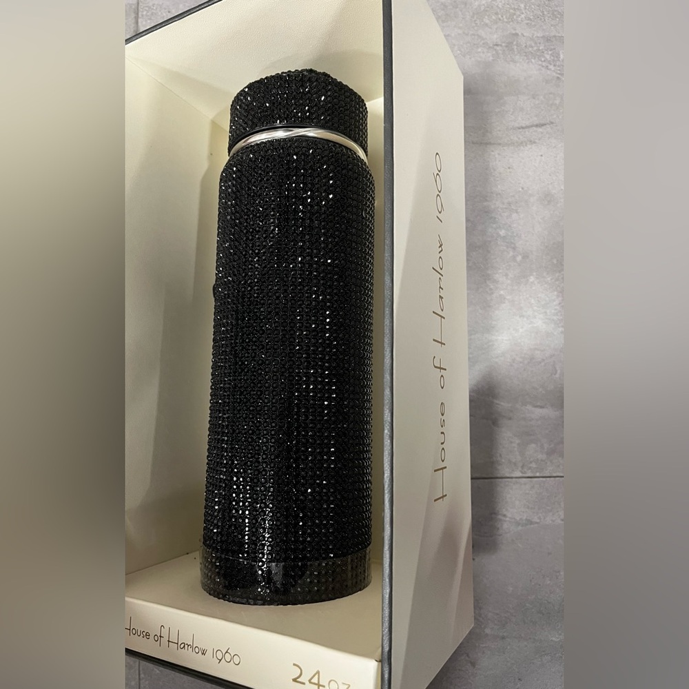 *NEW* House of Harlow 24 oz Black Rhinestone Water Bottle